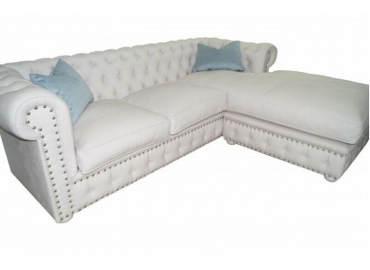 Zetel Velours Hoekbank Chesterfield Textiel Stof Hoekbank Bekleding Sofa Hoekcombinatie